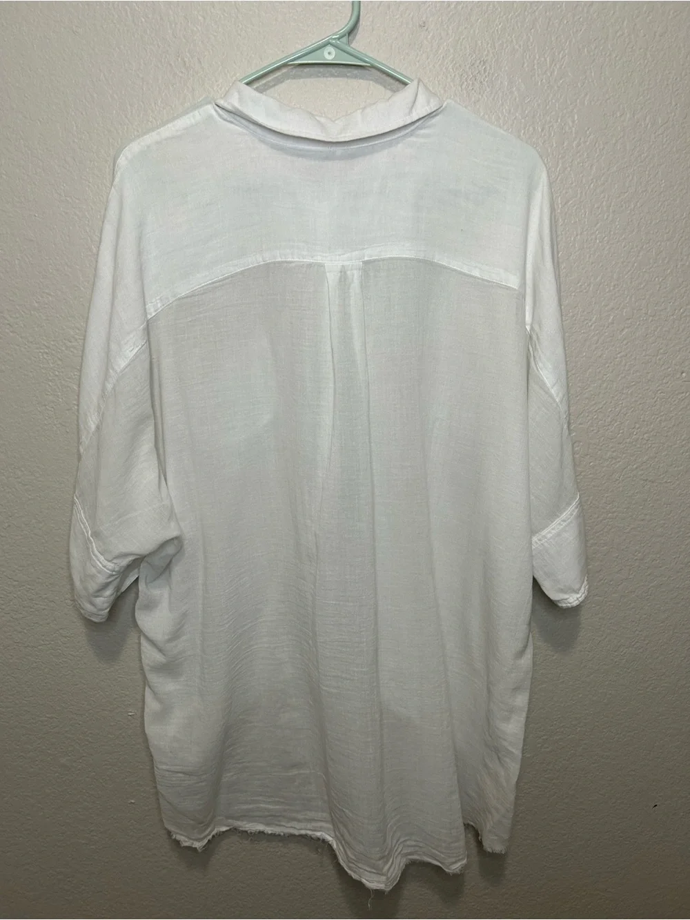 Free People Sheer Oversized Button Down Blouse Top Size Small White